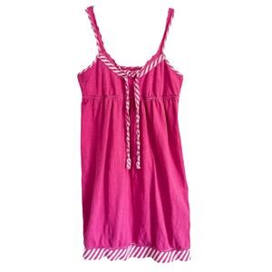 So Y2K Babydoll Tank Top Cami Hot Pink Stripe 2000s 90s Preppy Cotton Feminine
